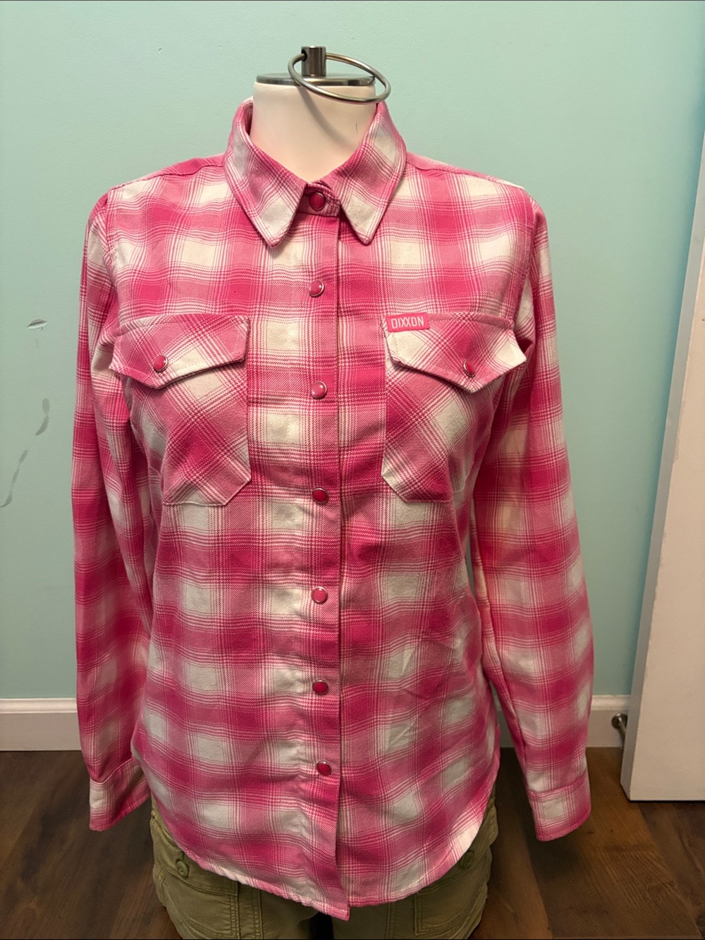 DIXXON Pink Plaid Snap Button Up Flannel Shirt